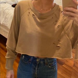 Aerie Cropped crewkneck with holes